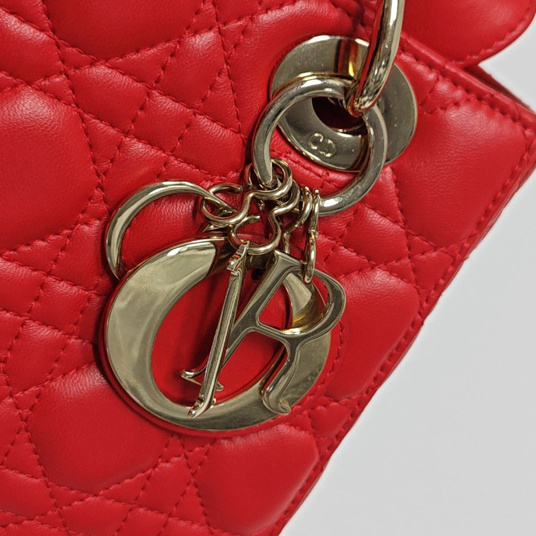 Lady Dior Small Cannage Lambskin Red