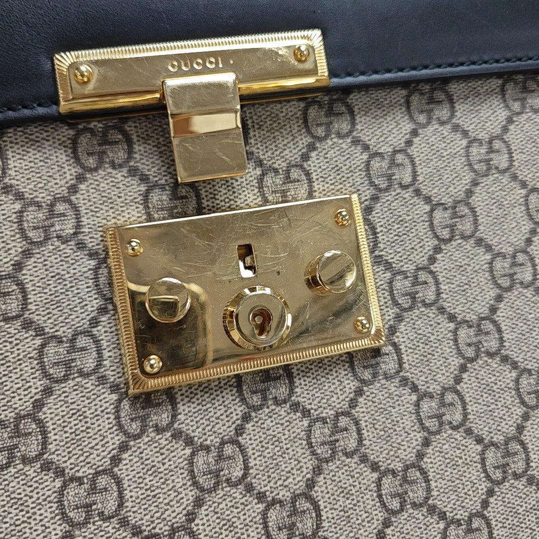 Padlock Medium Monogram Coated Canvas Beige