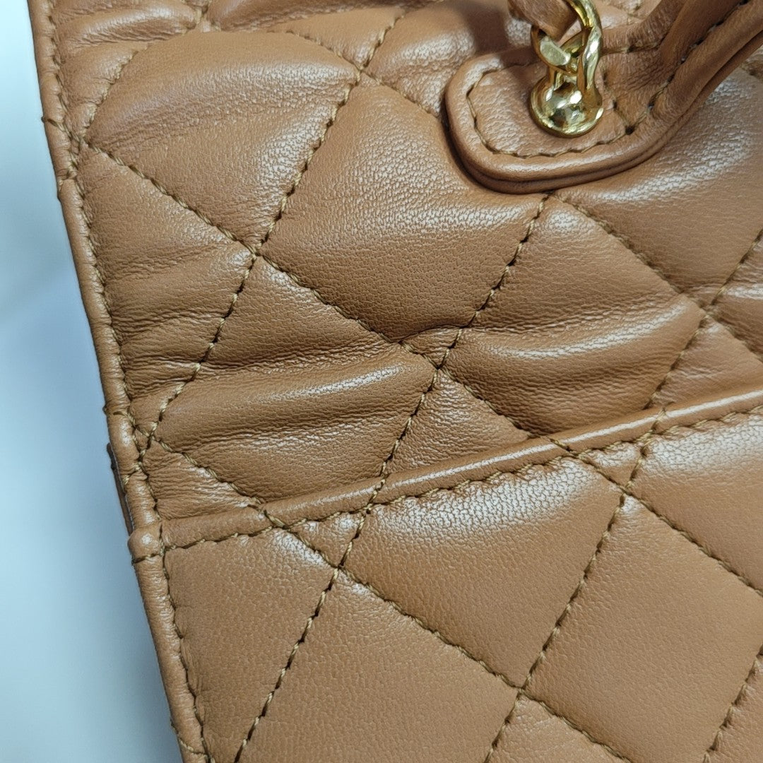 Quilted Lambskin Backpack Brown