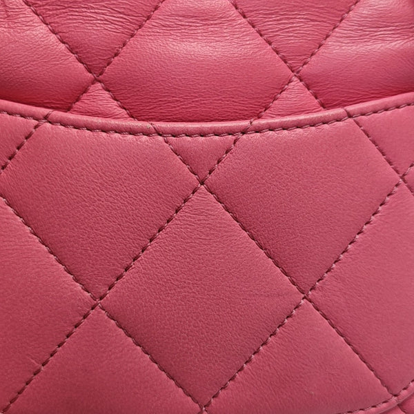 Clásico Flap Mini Cuadrado Piel de Cordero Acolchada Rosa