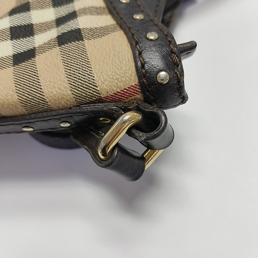 Coated Canvas Shoulder Bag Beige