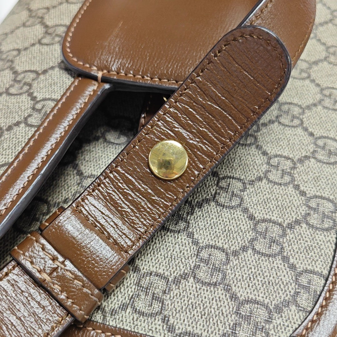 Horsebit 1955 Medium Monogram Coated Canvas Beige
