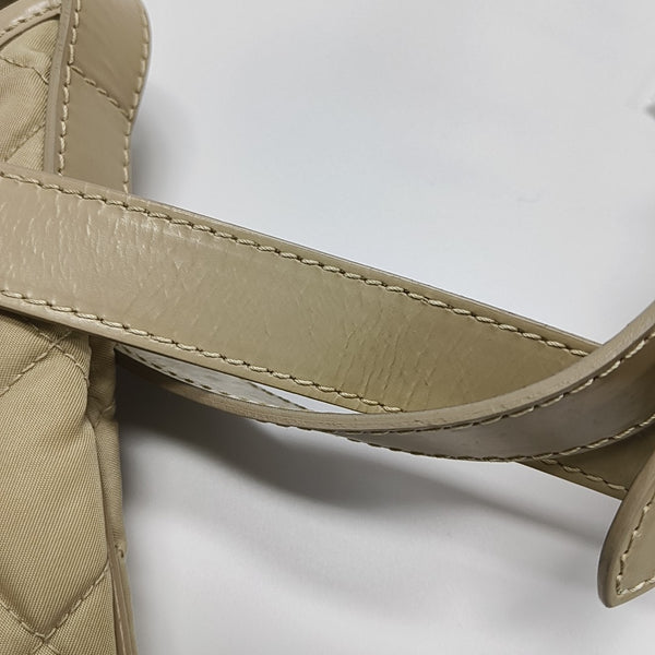 Quilted Nylon Shoulder Bag Beige