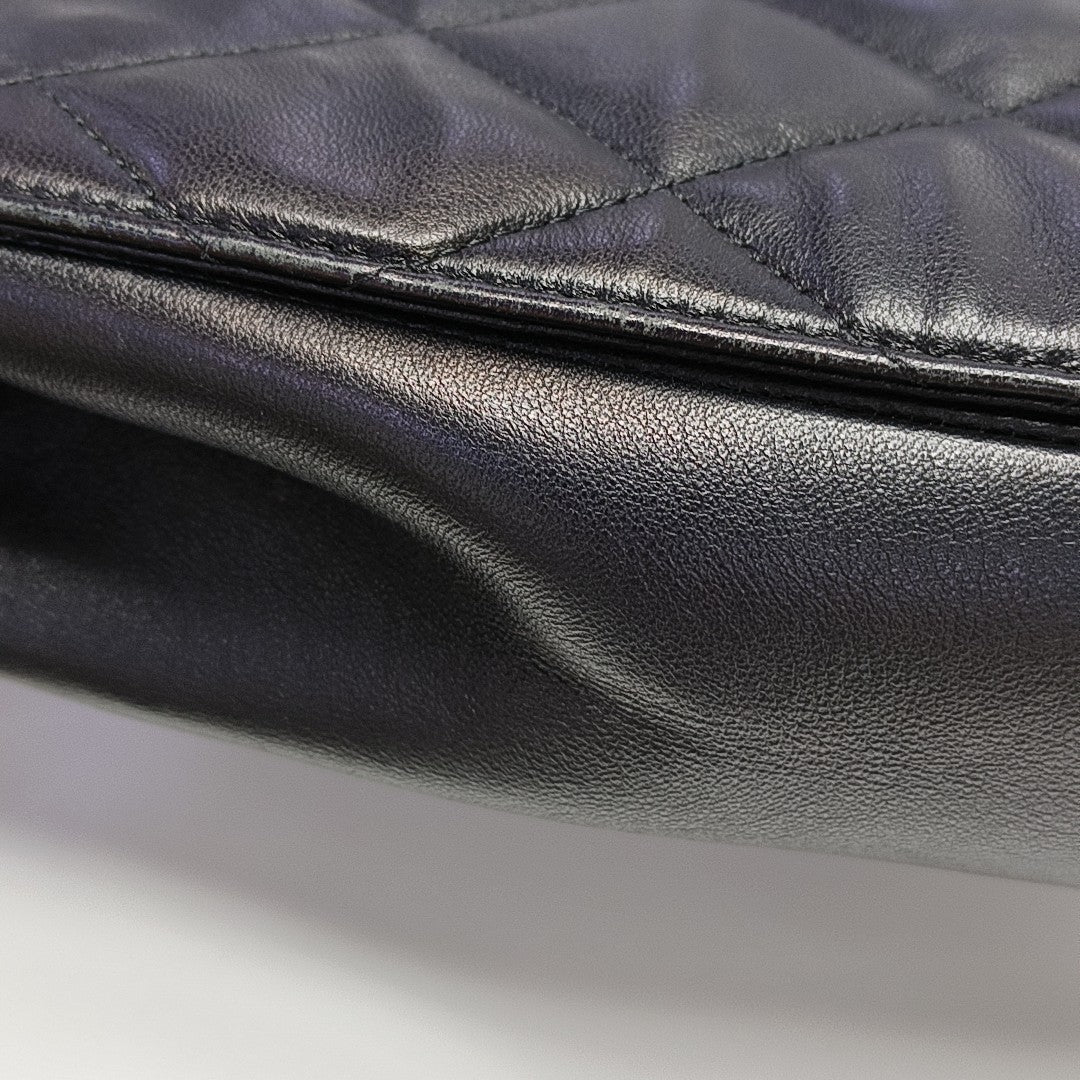 Quilted Lambskin Shoulder Bag Black