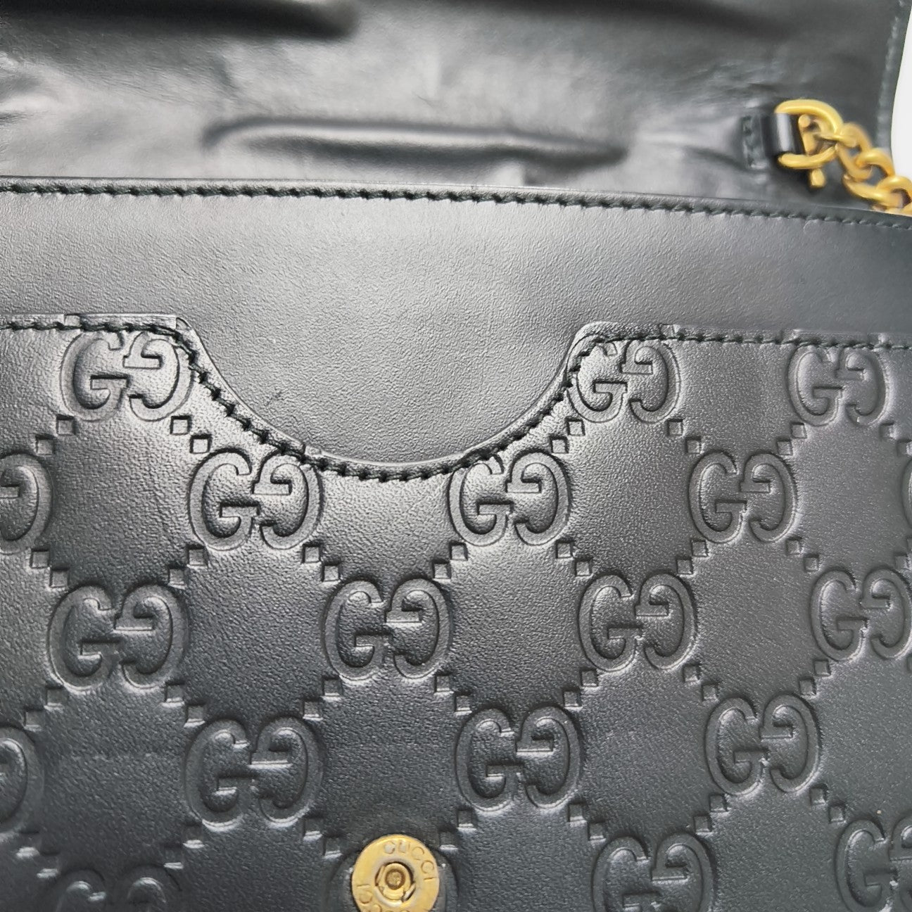Monogram Calfskin Shoulder Bag Black