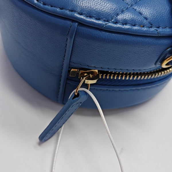 ROUND Mini Quilted Lambskin Blue