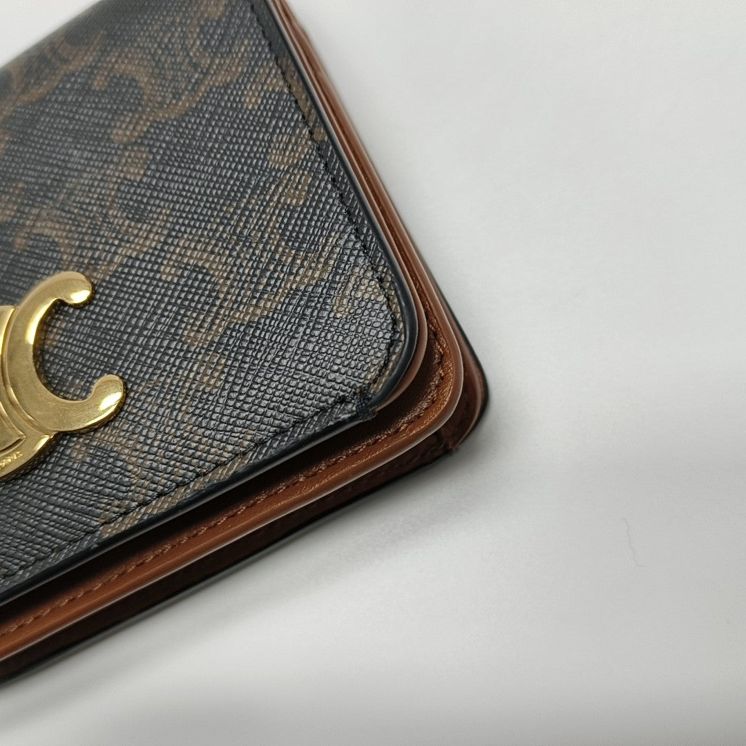 Cartera TRIOMPHE de lona revestida marrón