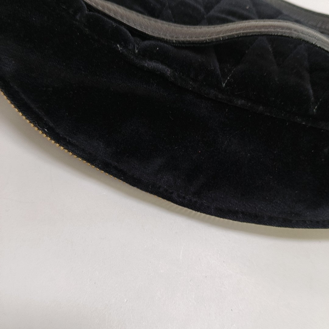 Two-Tone Waist Bag Quilted Velvet Black