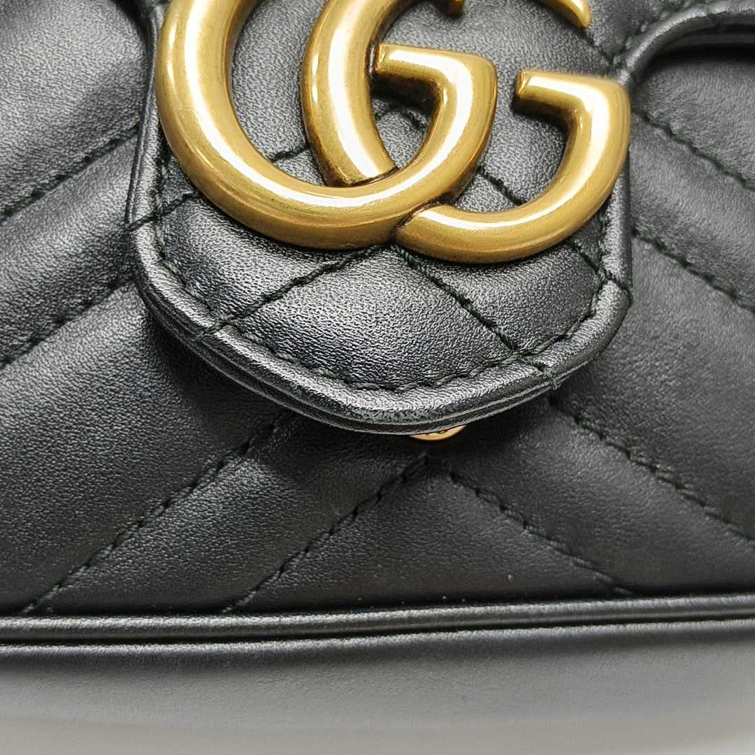 GG Marmont Mini Quilted Calfskin Black