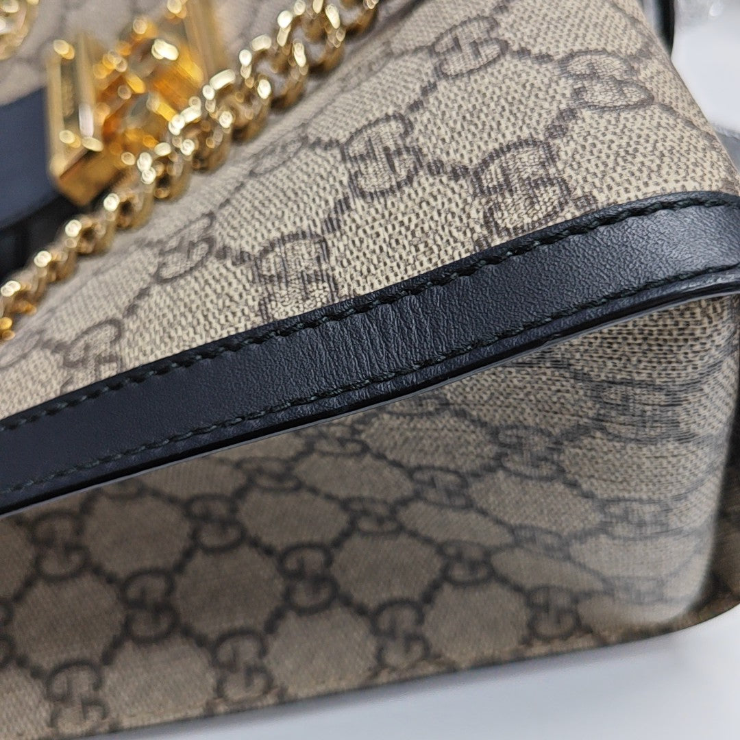 Padlock Small Monogram Coated Canvas Beige