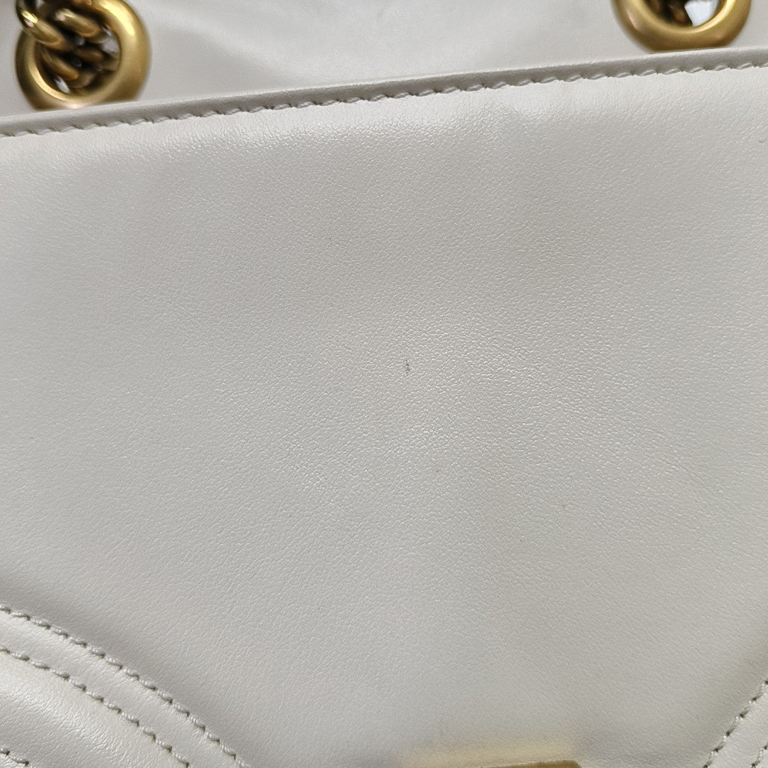 GG Marmont Mini Quilted Calfskin White