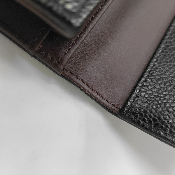 CLASSIC FLAP Mini Quilted Grained Calfskin Black Wallet
