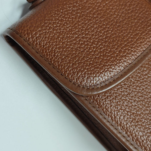 Calfskin Top Handle Bag Brown