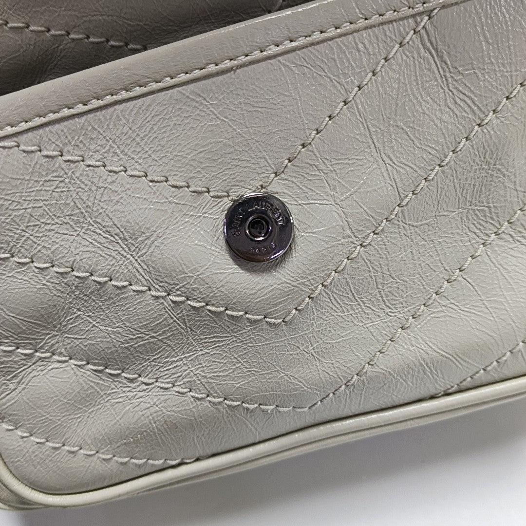 NIKI Small Chevron Calfskin White