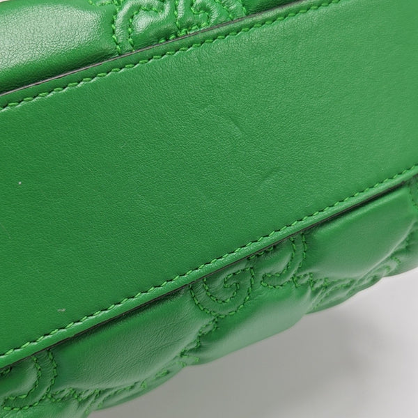 GG Matelassé Mini Monogram Leather Green