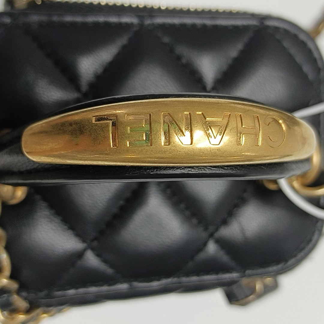 VANITY CASE Mini Quilted Lambskin Black