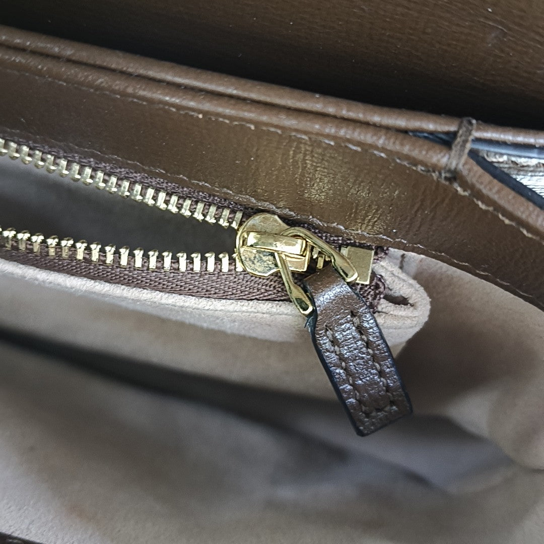 Horsebit 1955 Medium Monogram Coated Canvas Beige