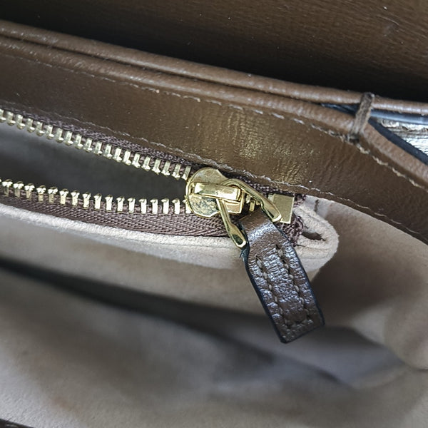 Horsebit 1955 Medium Monogram Coated Canvas Beige