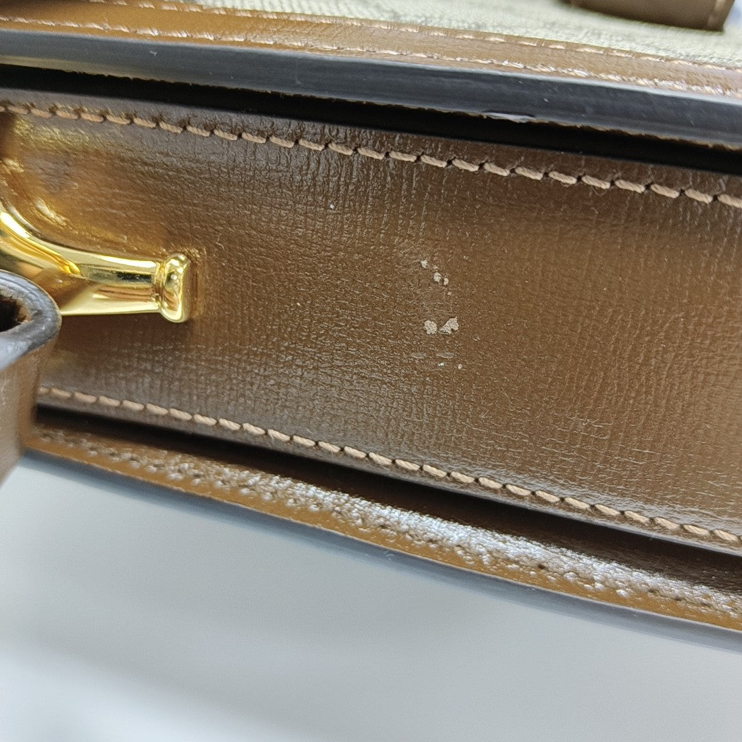 Horsebit 1955 Medium Monogram Coated Canvas Beige
