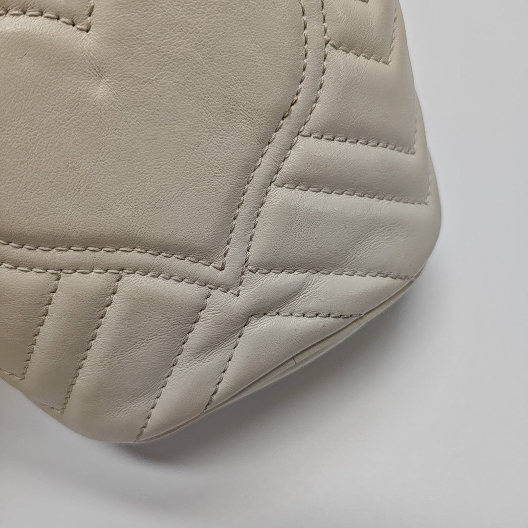 GG Marmont Mini Quilted Calfskin White