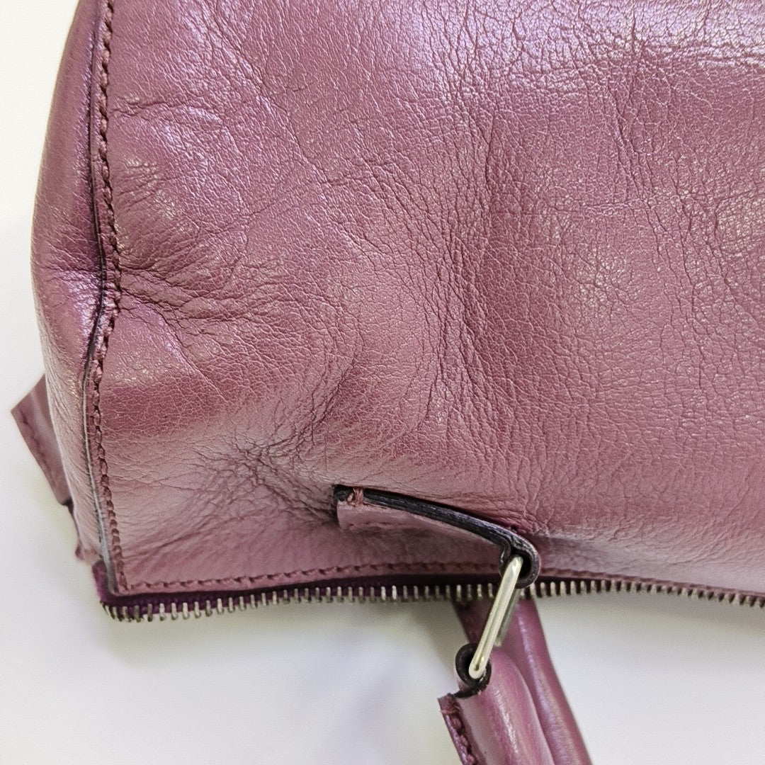 Lambskin Top Handle Bag Purple