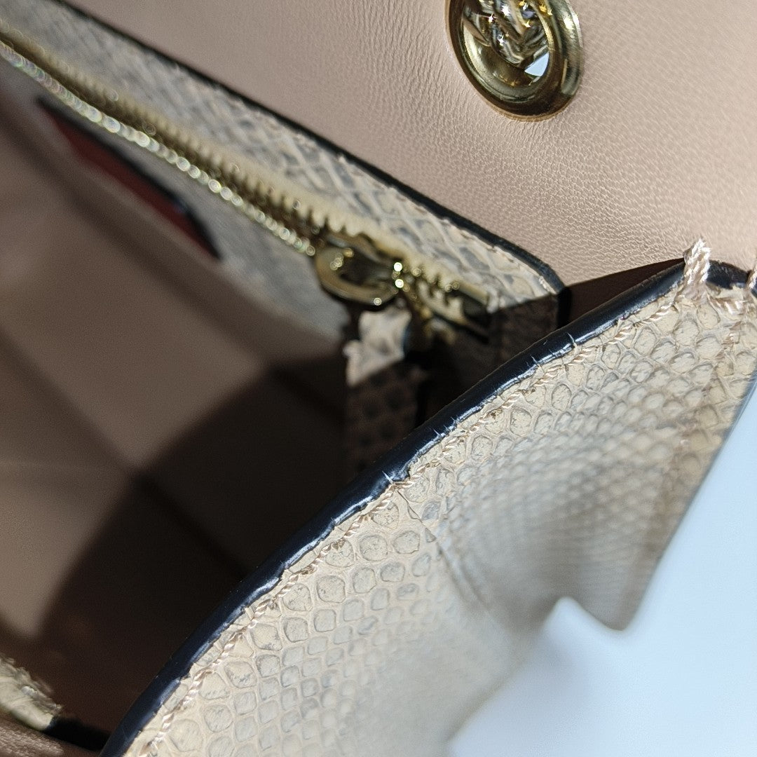 Python Crossbody Bag Beige