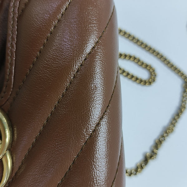 GG Marmont Mini Quilted Calfskin Brown
