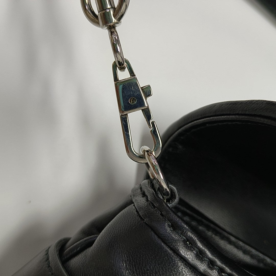 Horsebit Chain Medium Quilted Lambskin Black