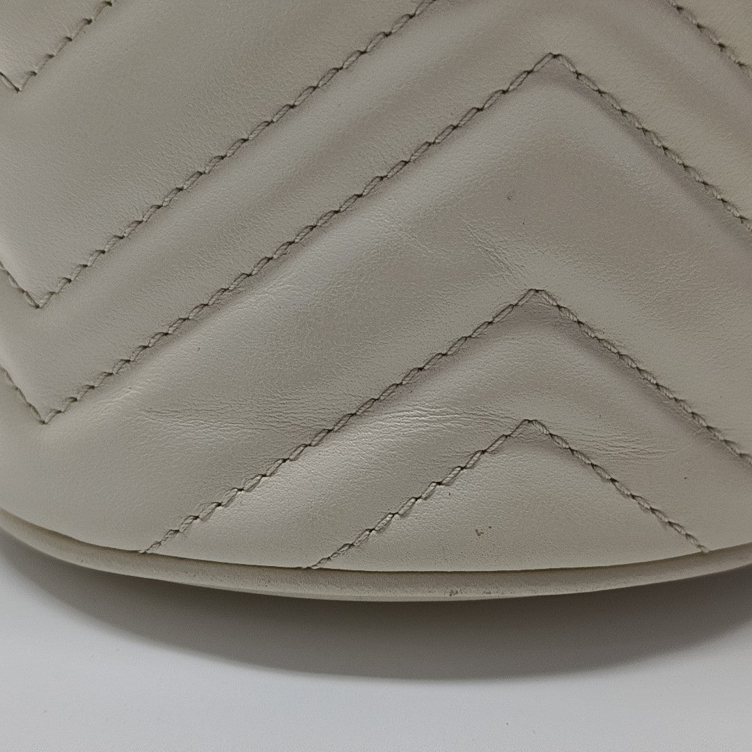 GG Marmont Mini Quilted Calfskin White