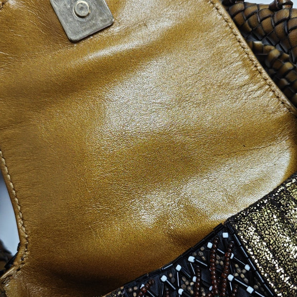 Special Material Top Handle Bag Brown