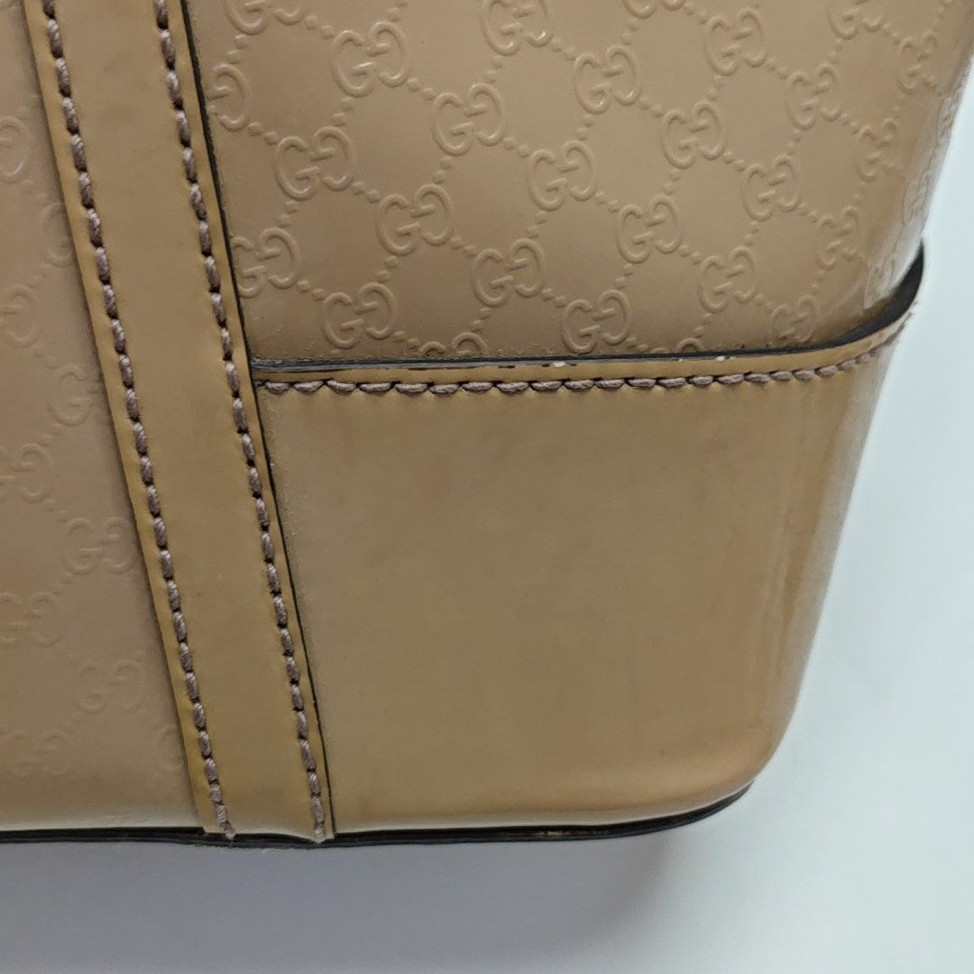 Monogram Patent Leather Shoulder Bag Beige