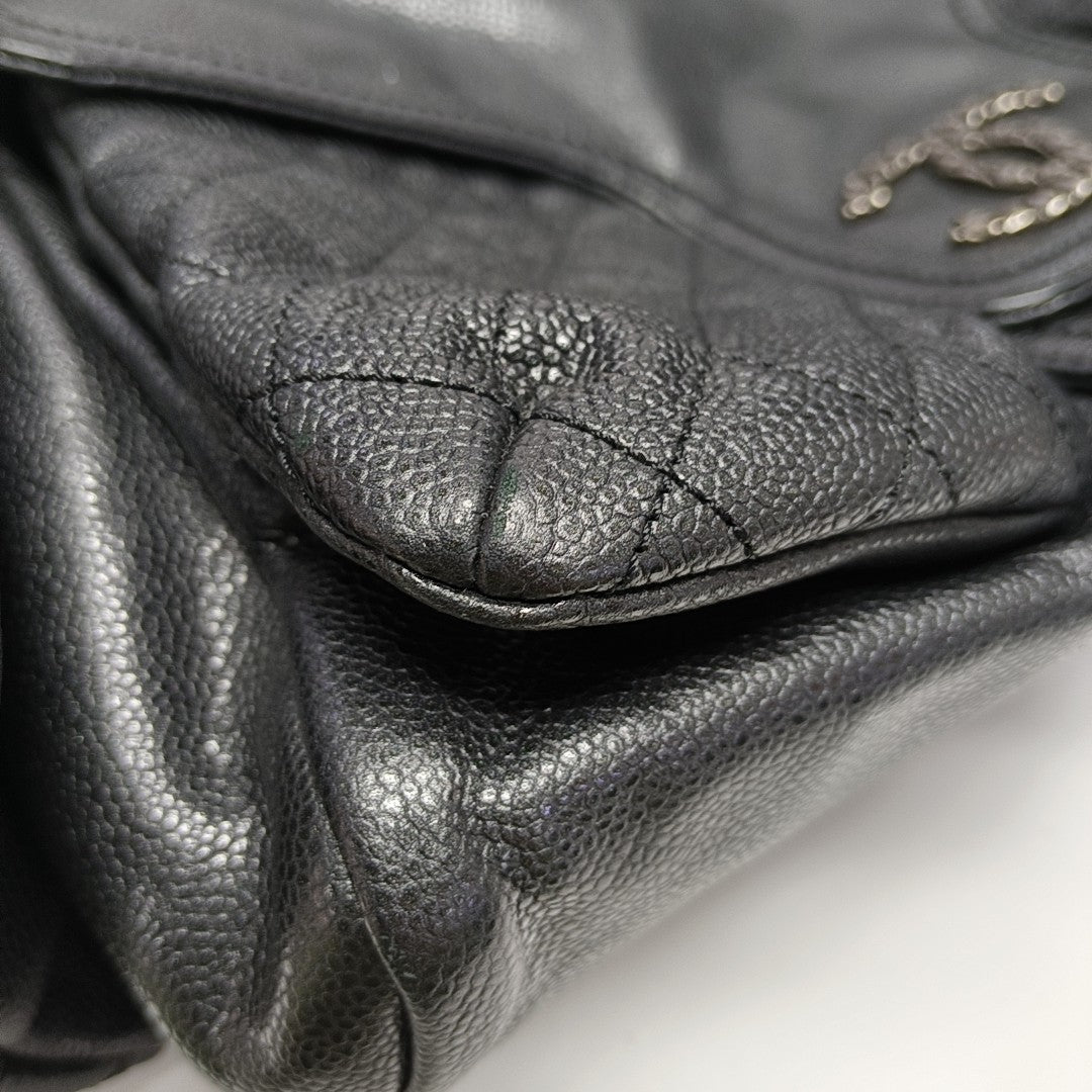 Quilted Grained Calfskin Top Handle Bag Gray