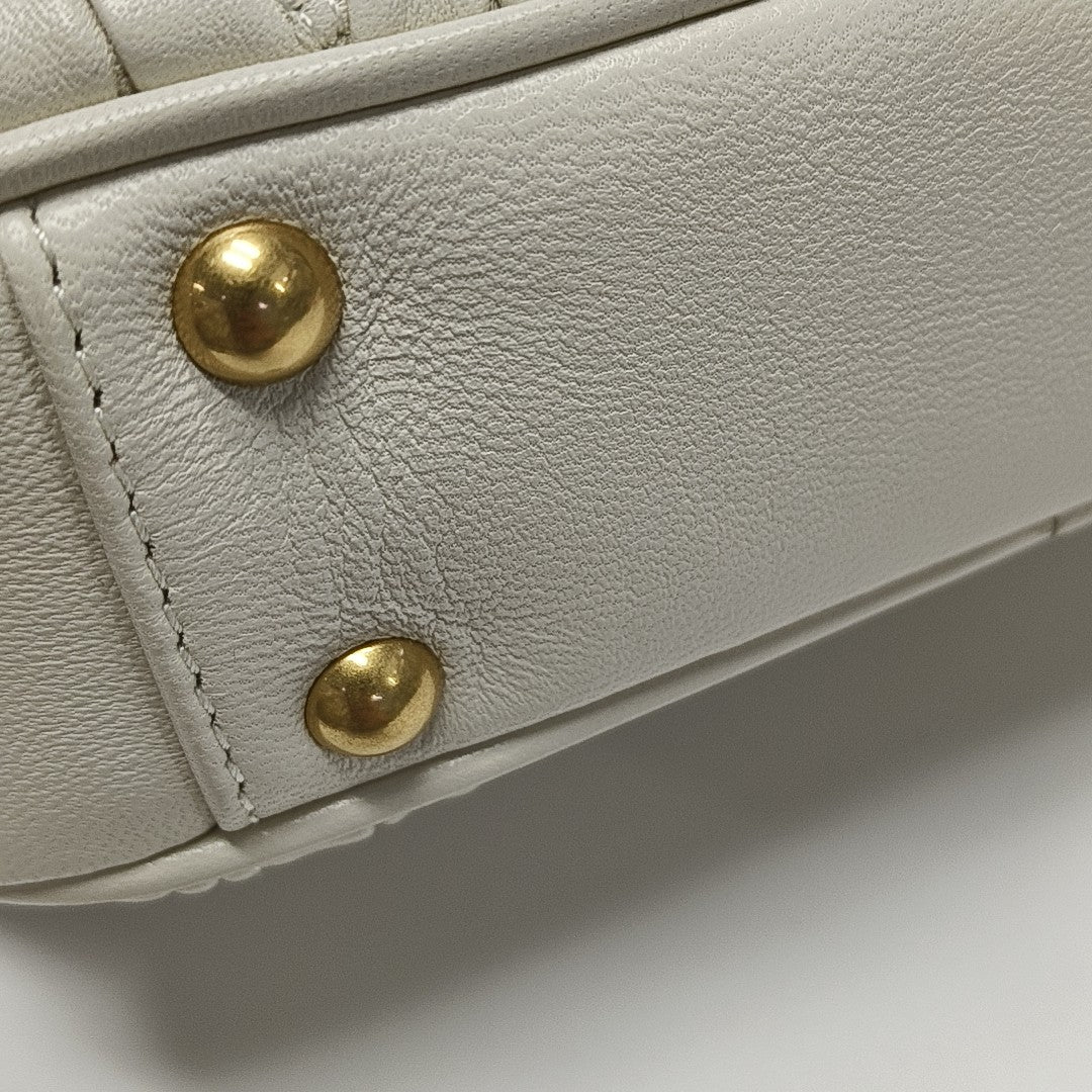 Arcadie Matelassé Mini Quilted Lambskin White