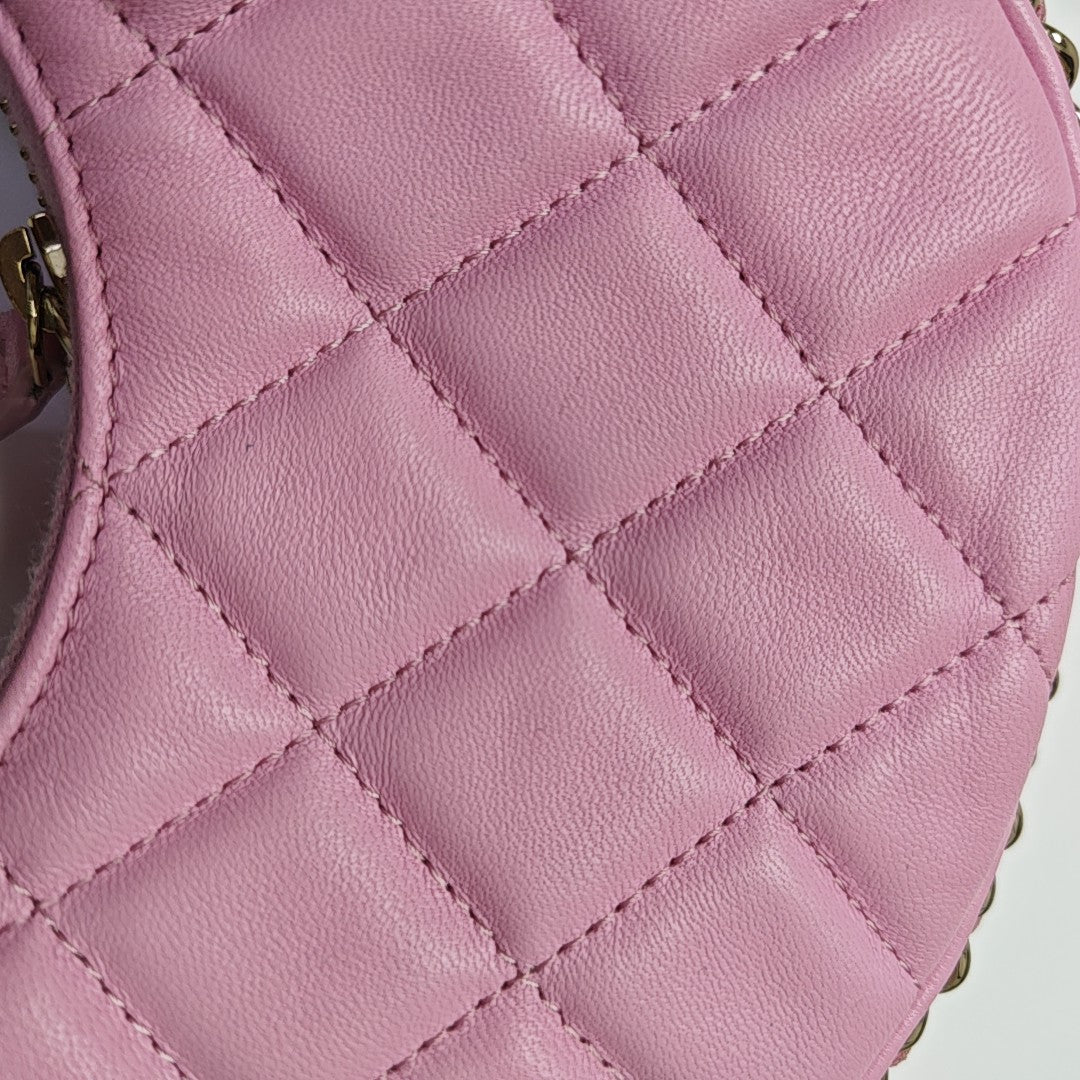 Quilted Lambskin Shoulder Bag Mini Pink