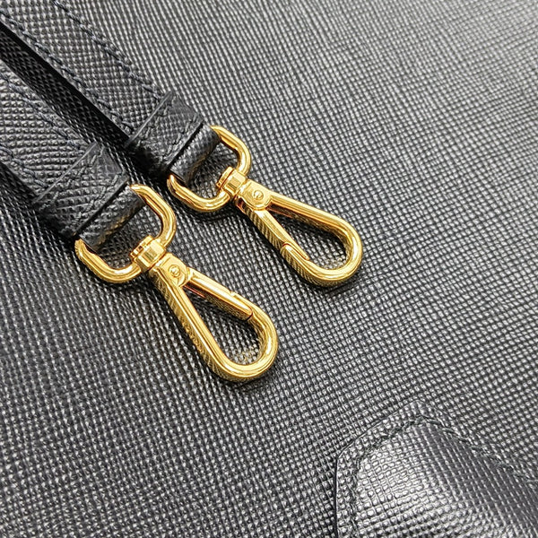 Double Large Saffiano Calfskin Black
