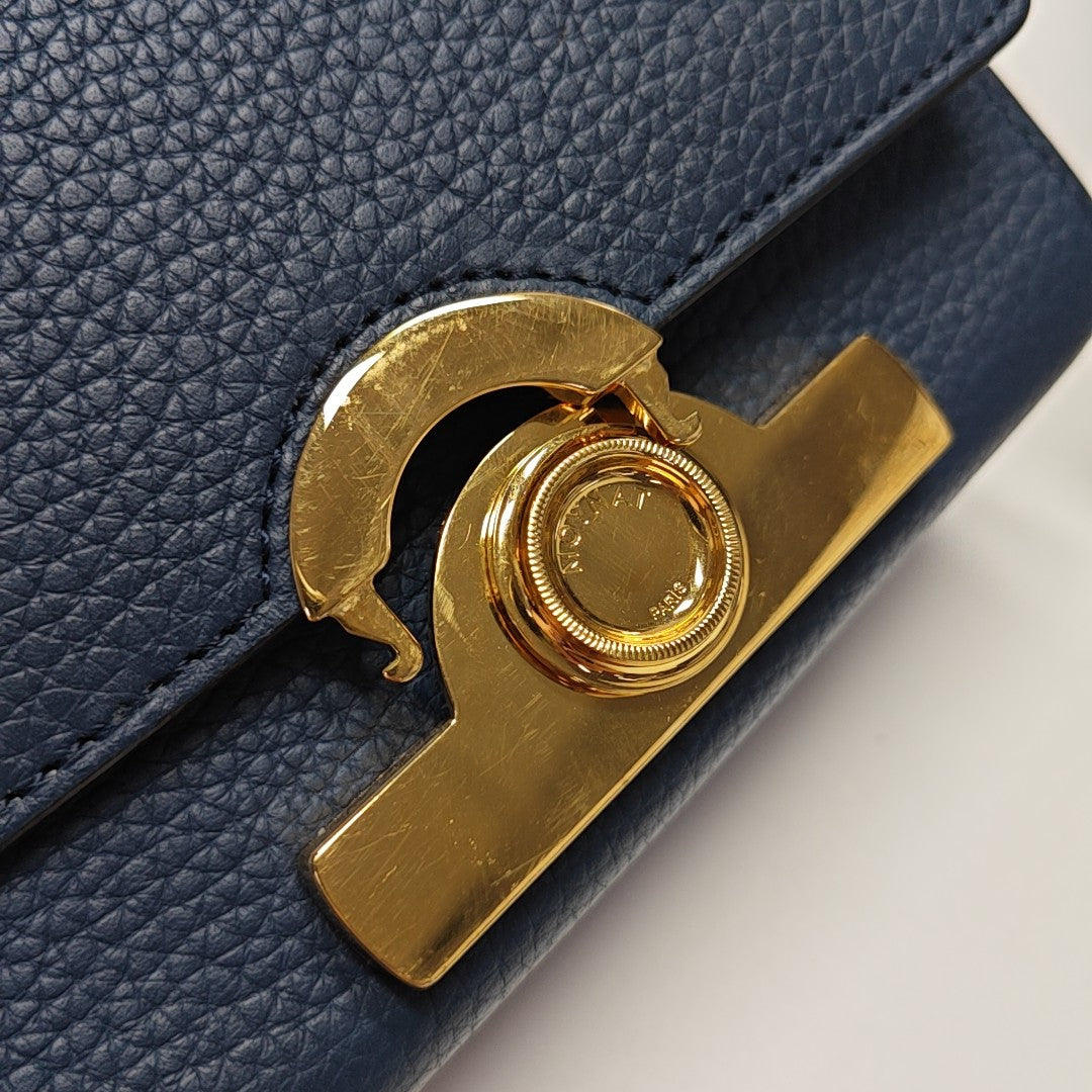 Calfskin Shoulder Bag Mini Blue