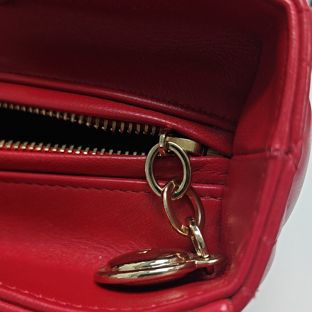 Lady Dior Large Cannage Lambskin Red