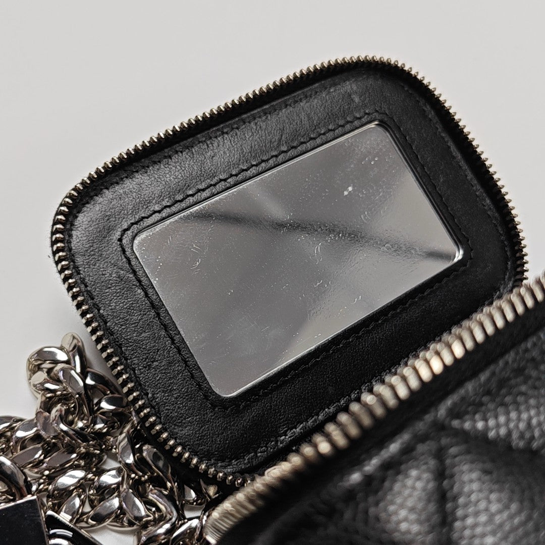 Quilted Grained Calfskin Shoulder Bag Black