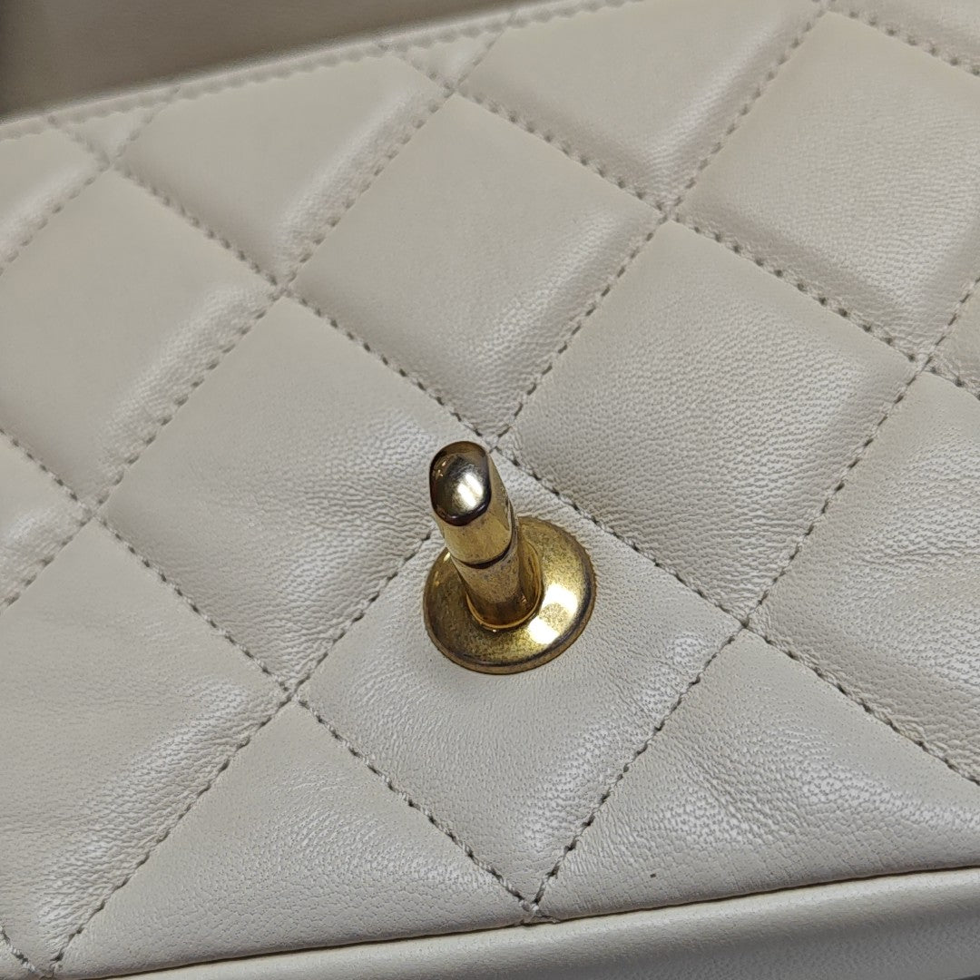 Quilted Calfskin Shoulder Bag White