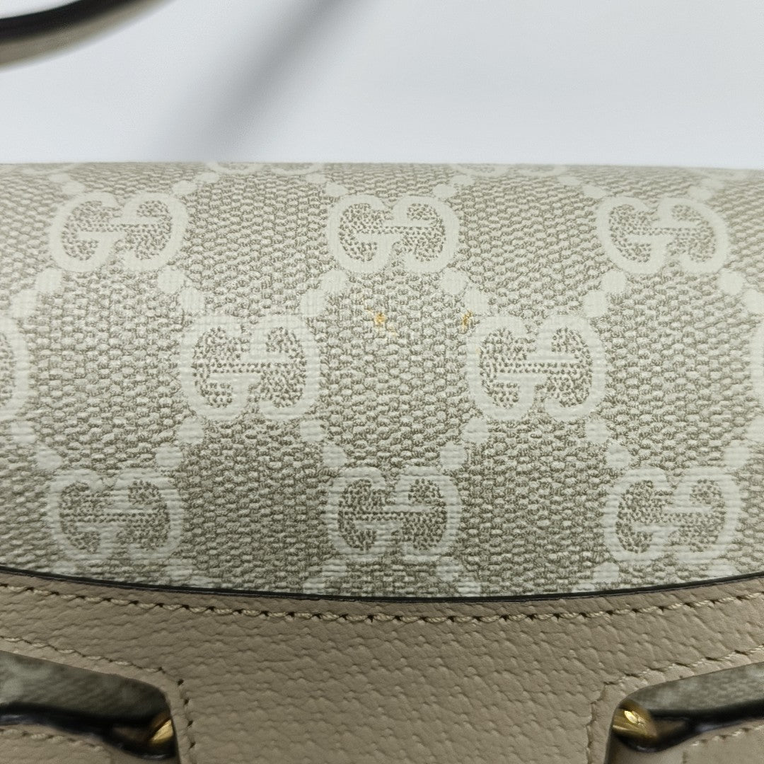 Authenticated pre-owned  Horsebit 1955 Mini Monogram Coated Canvas White - Shoulder Bag at Looply