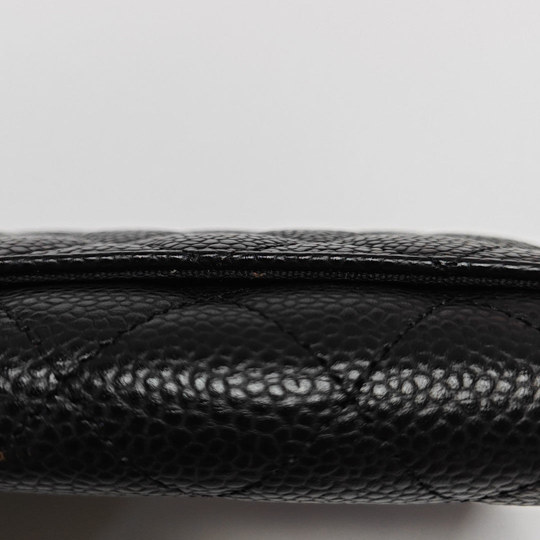 CLASSIC FLAP Quilted Grained Calfskin Black Card Holder