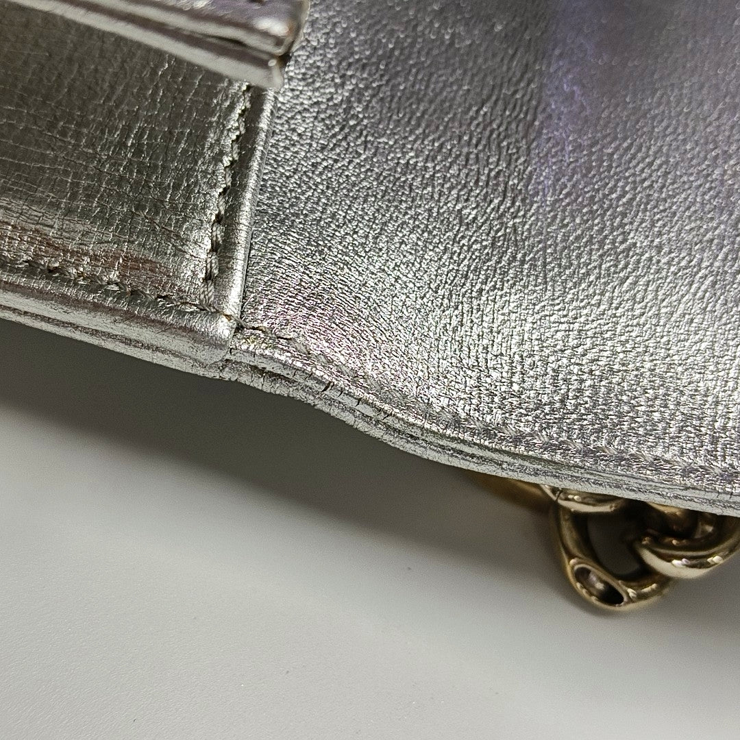 Authenticated pre-owned  Diorama Medium Cannage Calfskin Silver - Crossbody Bag at Looply