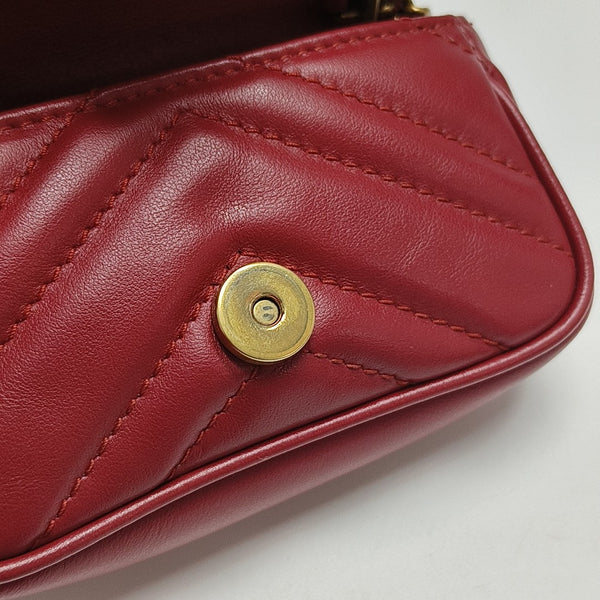 GG Marmont Super Mini Quilted Calfskin Red