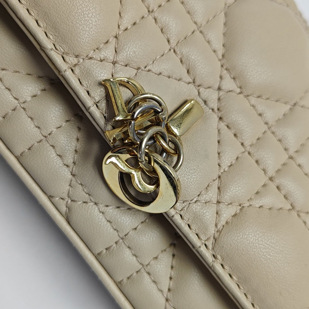 Lady Dior Mini Cannage Lambskin Beige