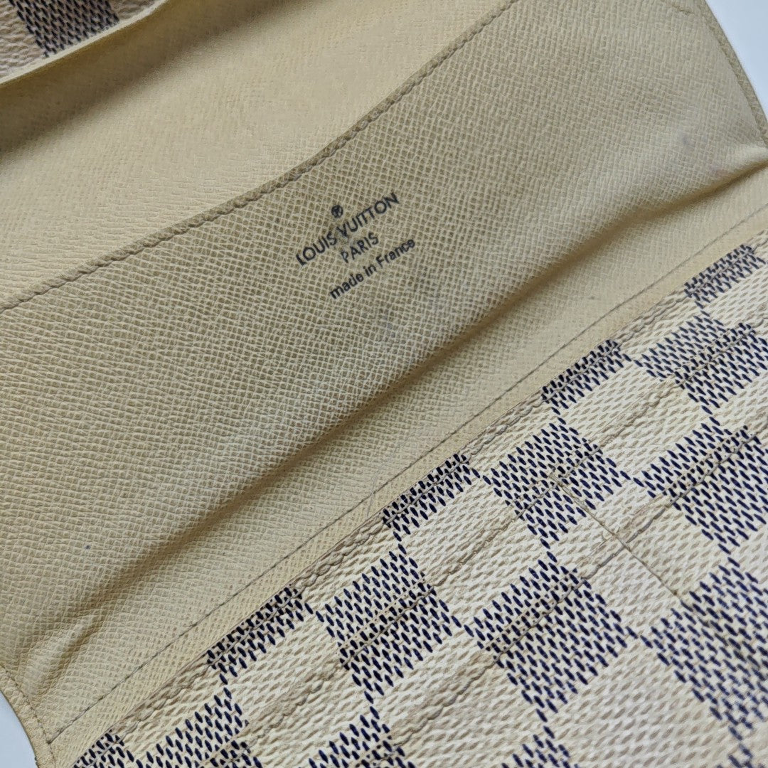 SARAH Damier Azur Coated Canvas White Wallet