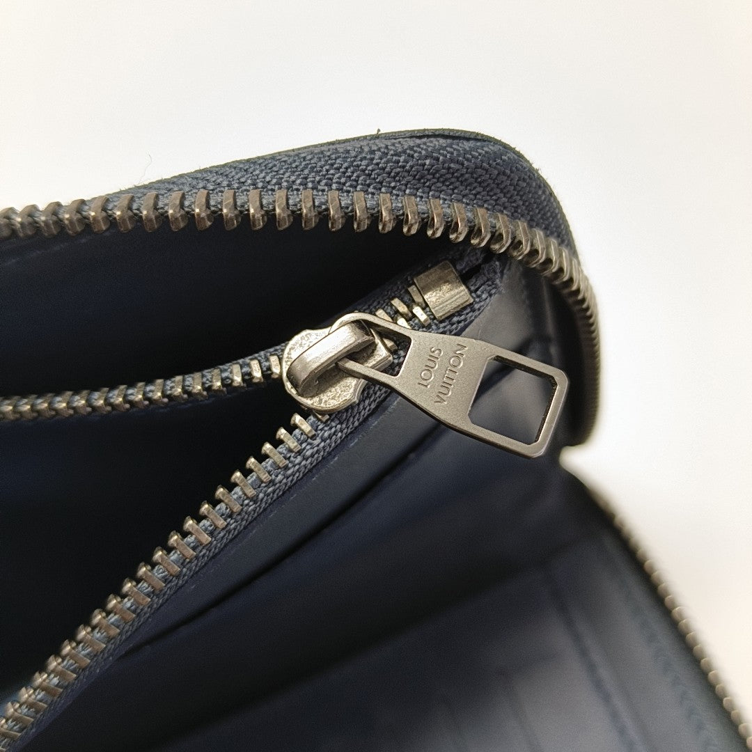 ZIPPY Damier Calfskin Blue Wallet