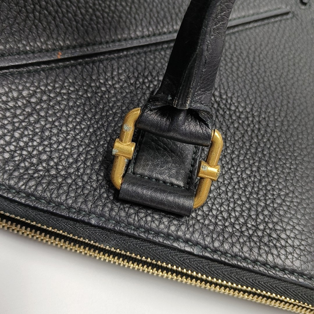 Calfskin Top Handle Bag Black
