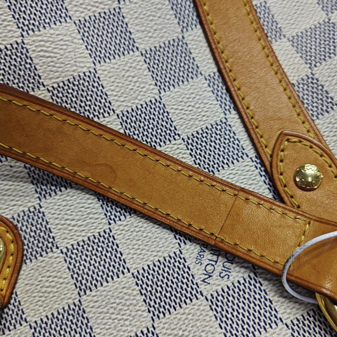 STRESA PM Damier Azur Coated Canvas White