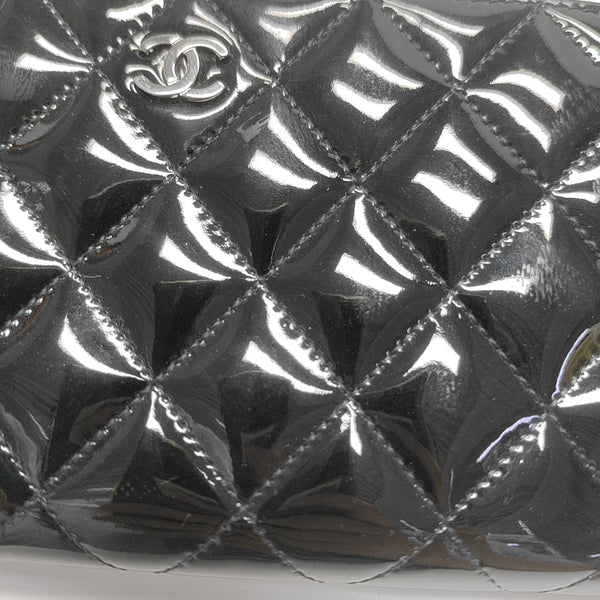 Quilted Patent Leather Wallet Black