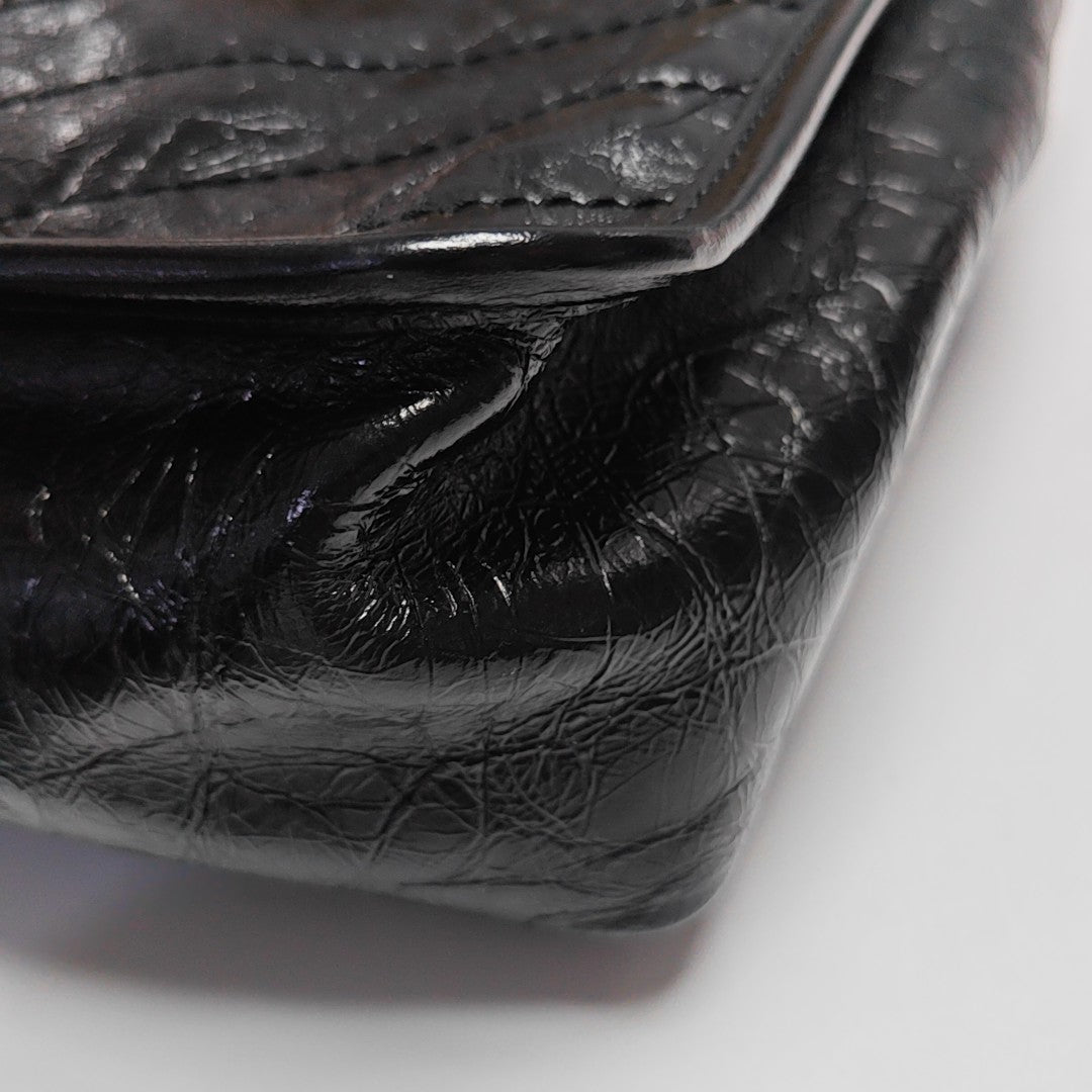 NIKI Large Chevron Calfskin Black